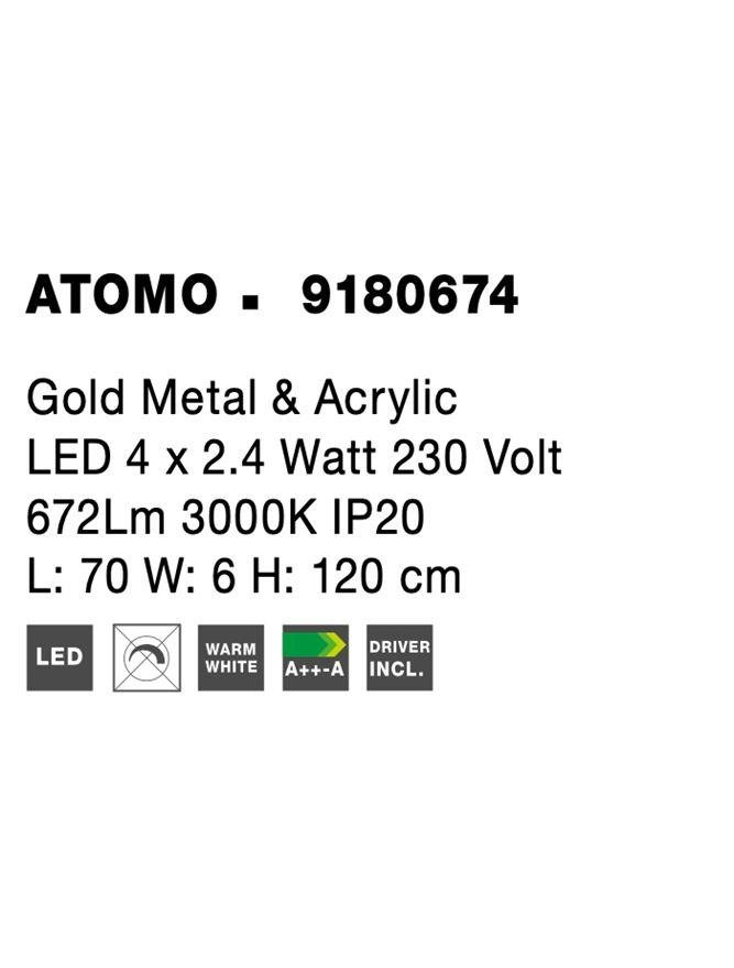 NV 9180674 Závěsné svítidlo ATOMO zlatý kov a akryl LED 4 x 2.4W 230V 3000K IP20 - NOVA LUCE (obrázek 9)