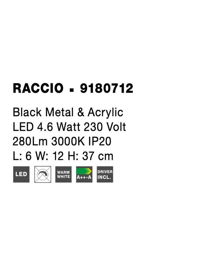 NV 9180712 Nástěnné svítidlo RACCIO černý kov a akryl LED 4.6W 230V 3000K IP20 - NOVA LUCE (obrázek 8)