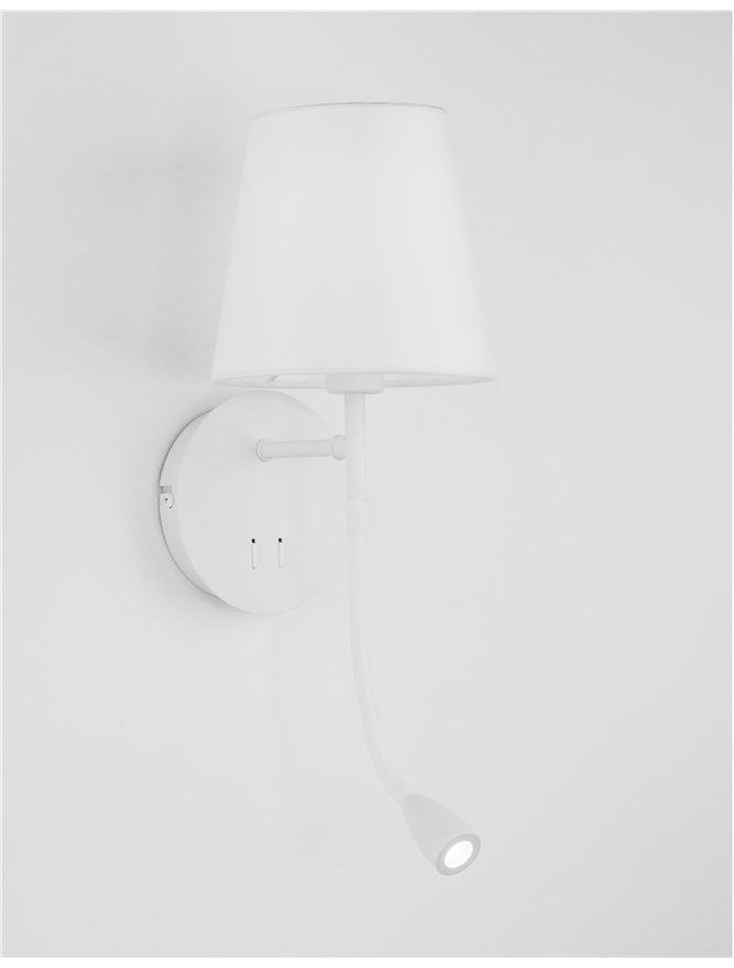NV 9182371 Nástěnné svítidlo NIA bílý kov bílé stínidlo vypínač na těle LED 3W 3000K E14 1x5W 230V IP20 bez žárovky se čtecí lampičkou - NOVA LUCE (obrázek 3)