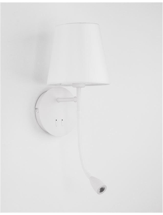 NV 9182371 Nástěnné svítidlo NIA bílý kov bílé stínidlo vypínač na těle LED 3W 3000K E14 1x5W 230V IP20 bez žárovky se čtecí lampičkou - NOVA LUCE (obrázek 4)
