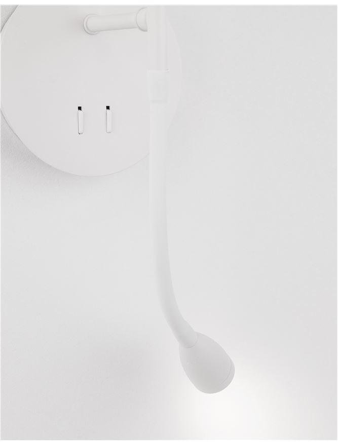 NV 9182371 Nástěnné svítidlo NIA bílý kov bílé stínidlo vypínač na těle LED 3W 3000K E14 1x5W 230V IP20 bez žárovky se čtecí lampičkou - NOVA LUCE (obrázek 5)