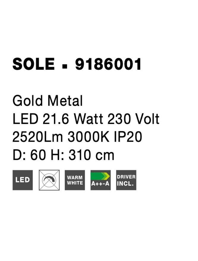 NV 9186001 Závěsné svítidlo SOLE zlatý kov LED 21.6W 230V 3000K IP20 - NOVA LUCE (obrázek 10)