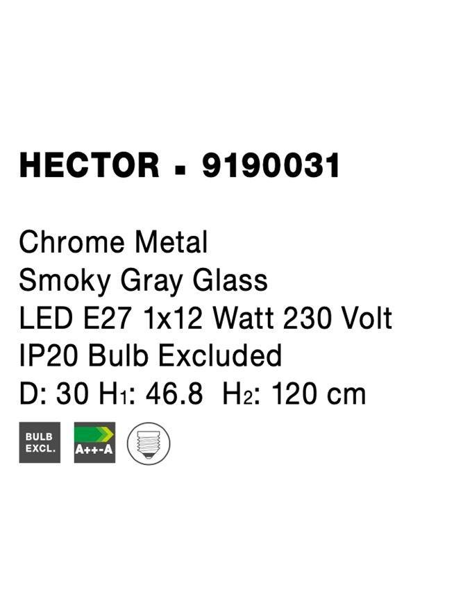 NV 9190031 Závěsné svítidlo HECTOR chromovaný kov kouřové šedé sklo E27 1x12W 230V IP20 bez žárovky - NOVA LUCE (obrázek 7)