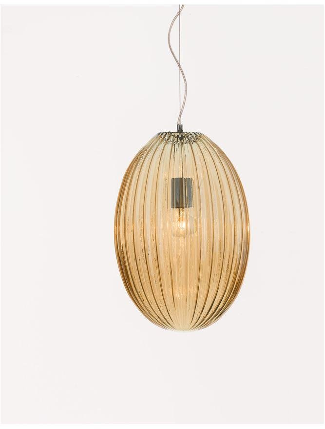 NV 9190032 Závěsné svítidlo HECTOR chromovaný kov šampaň sklo E27 1x12W 230V IP20 bez žárovky - NOVA LUCE