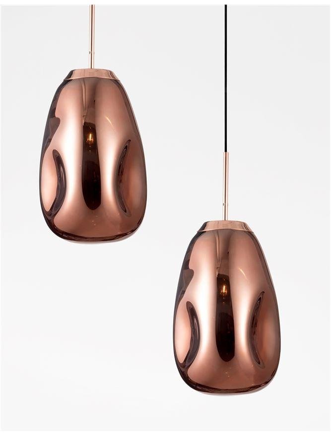 NV 9190391 Závěsné svítidlo LAVA měděný kov ručně vyrobené měděné sklo E27 1x12W 230V IP20 bez žárovky - NOVA LUCE