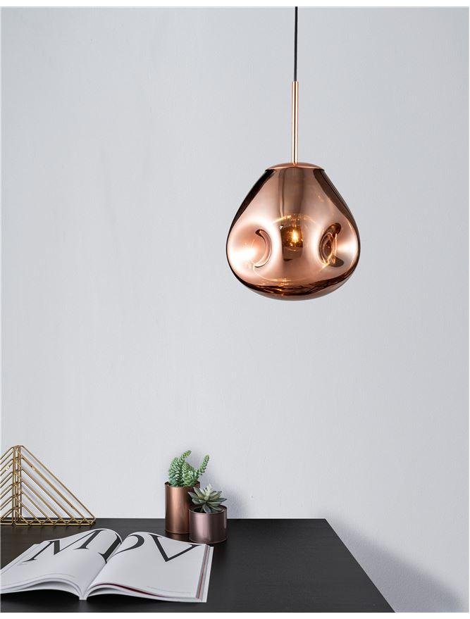 NV 9190401 Závěsné svítidlo LAVA měděný kov ručně vyrobené měděné sklo E27 1x12W 230V IP20 bez žárovky - NOVA LUCE