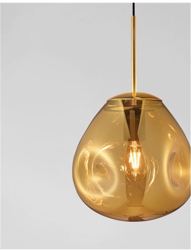 NV 9190403 Závěsné svítidlo LAVA zlatý kov ručně vyrobené zlaté sklo E27 1x12W 230V IP20 bez žárovky - NOVA LUCE (obrázek 4)