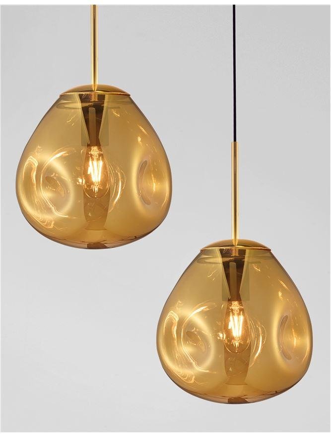 NV 9190403 Závěsné svítidlo LAVA zlatý kov ručně vyrobené zlaté sklo E27 1x12W 230V IP20 bez žárovky - NOVA LUCE (obrázek 5)
