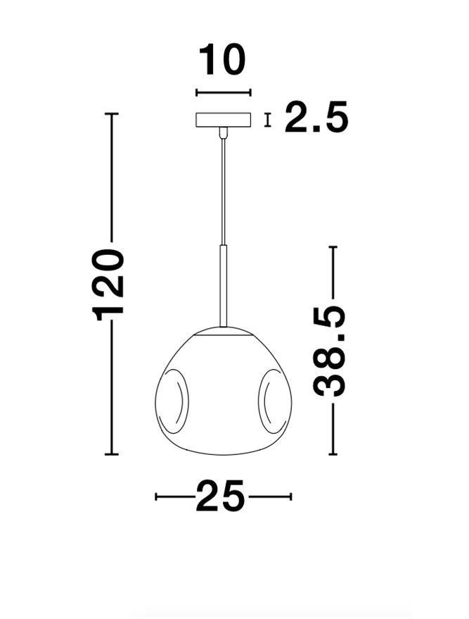 NV 9190403 Závěsné svítidlo LAVA zlatý kov ručně vyrobené zlaté sklo E27 1x12W 230V IP20 bez žárovky - NOVA LUCE (obrázek 6)