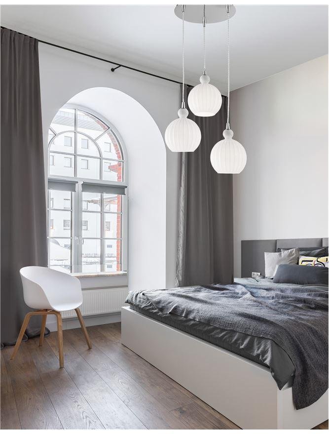 NV 9190882 Závěsné svítidlo ODELL chromovaný hliník opálové sklo E14 3x5W 230V IP20 bez žárovky - NOVA LUCE