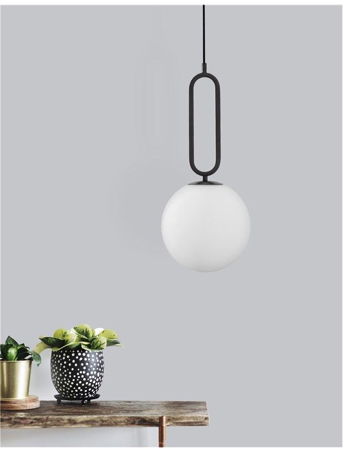 NV 9191202 Závěsné svítidlo GRUS matný černý kov opálové sklo E27 1x12W 230V IP20 bez žárovky - NOVA LUCE