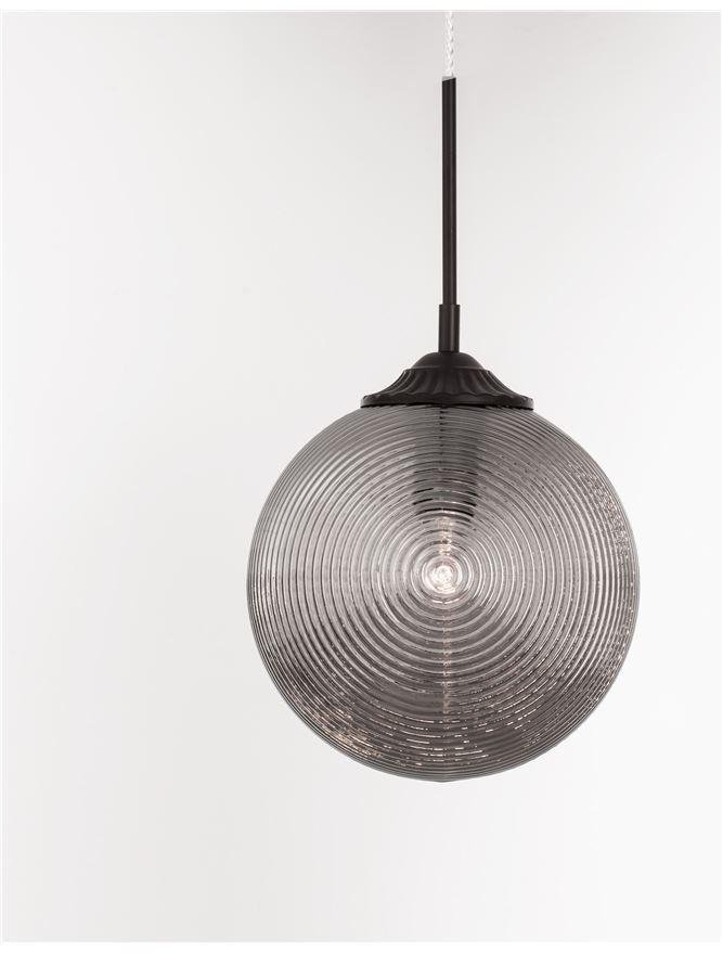 NV 9191210 Závěsné svítidlo ATHENA kouřové šedé sklo matný černý kov E27 1x12W 230V IP20 bez žárovky - NOVA LUCE