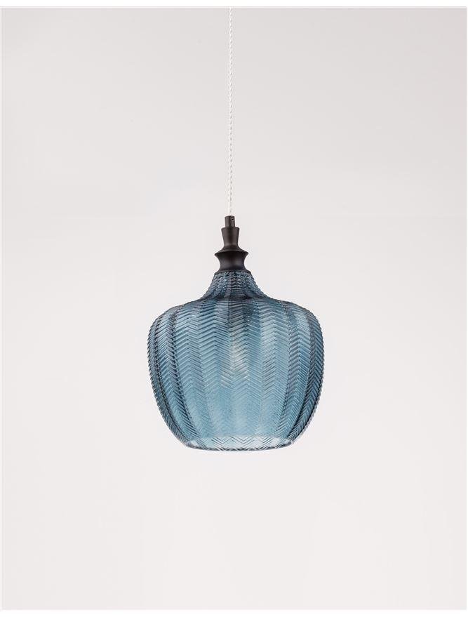NV 9191243 Závěsné svítidlo LONI matný černý kov tmavě modré sklo E27 1x12W 230V IP20 bez žárovky - NOVA LUCE (obrázek 4)