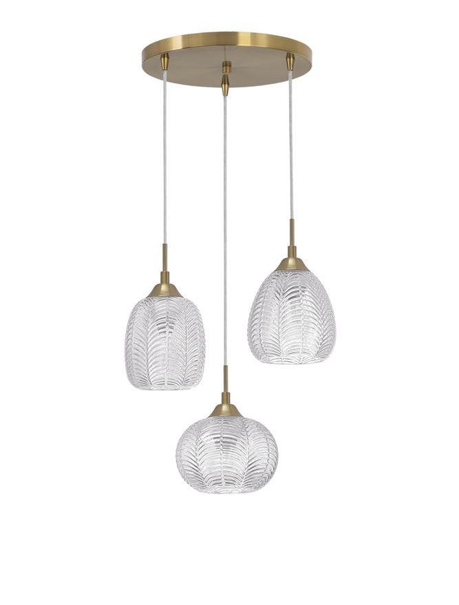 NV 9191542 Závěsné svítidlo VARIO čiré sklo a saténový zlatý kov E27 3x12W 230V IP20 bez žárovky - NOVA LUCE (obrázek 2)