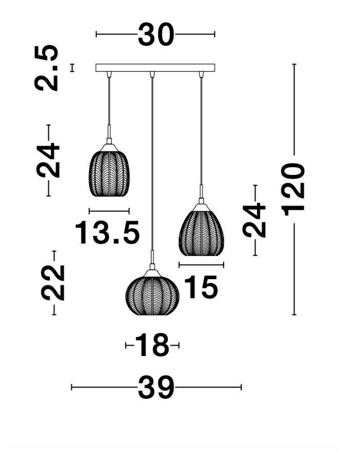 NV 9191542 Závěsné svítidlo VARIO čiré sklo a saténový zlatý kov E27 3x12W 230V IP20 bez žárovky - NOVA LUCE (obrázek 4)