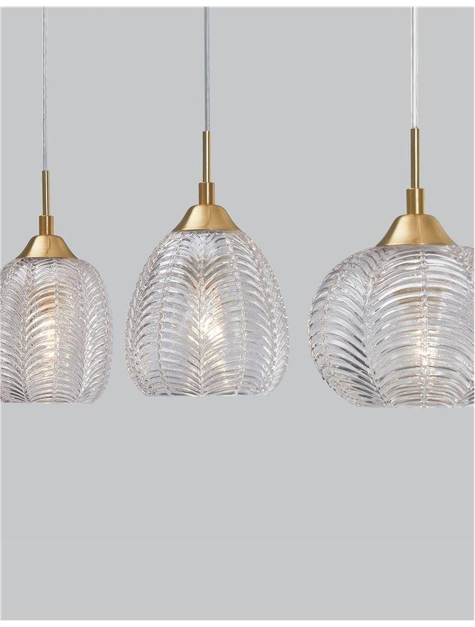 NV 9191543 Závěsné svítidlo VARIO čiré sklo a saténový zlatý kov E27 3x12W 230V IP20 bez žárovky - NOVA LUCE