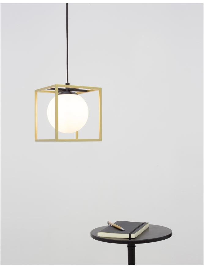 NV 9206401 Závěsné svítidlo JULIET mosaz a černý kov bílé opálové sklo E14 1x12W IP20 bez žárovky - NOVA LUCE