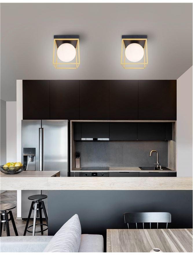 NV 9206404 Stropní svítidlo JULIET mosaz a černý kov bílé opálové sklo E14 1x12W IP20 bez žárovky - NOVA LUCE