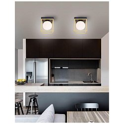 Obrázek pro produkt Stropní svítidlo JULIET mosaz a černý kov bílé opálové sklo E14 1x12W IP20 bez žárovky - NOVA LUCE
