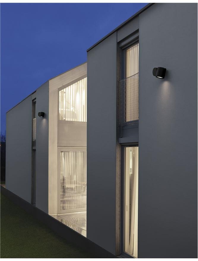 NV 9207912 Venkovní nástěnné svítidlo FOCUS černý hliník skleněný difuzor GU10 1x7W 100-240V IP54 bez žárovky - NOVA LUCE