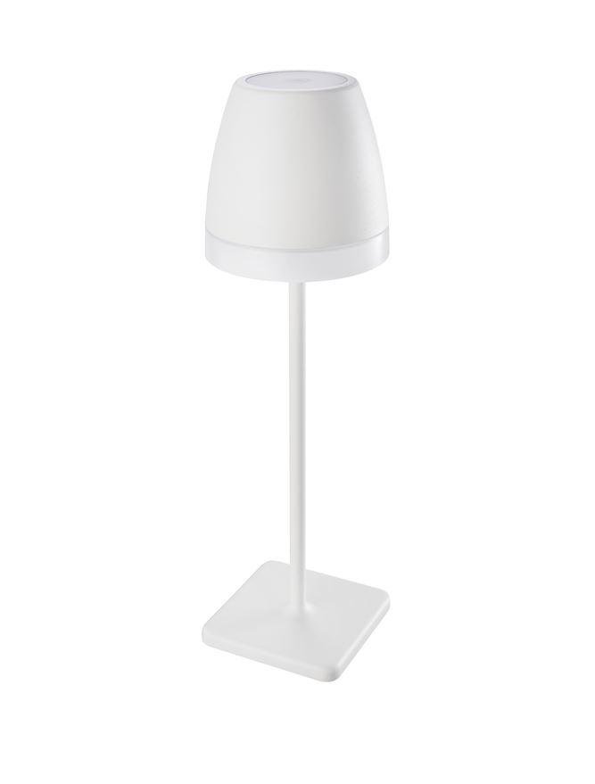 NV 9223401 Venkovní stolní lampa COLT bílý litý hliník a akryl LED 2W 3000K IP54 62st. 5V DC vypínač na těle USB kabel stmívatelné - NOVA LUCE