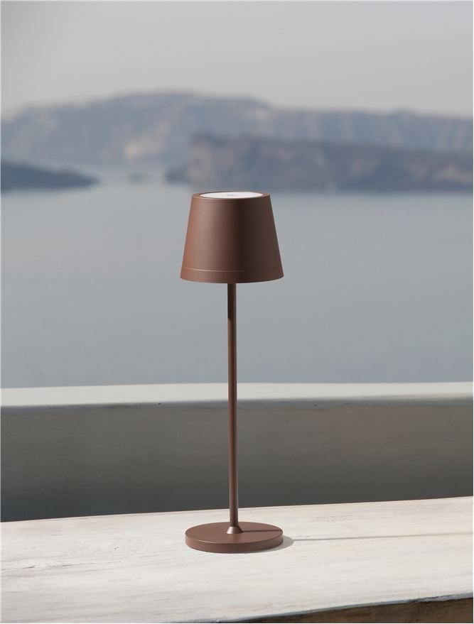 NV 9223403 Venkovní stolní lampa SEINA hnědý hliník a akryl LED 2W 2700K 5V DC IP54 vypínač na těle nabíjecí s PG základnou nebo USB C kabelem - NOVA LUCE