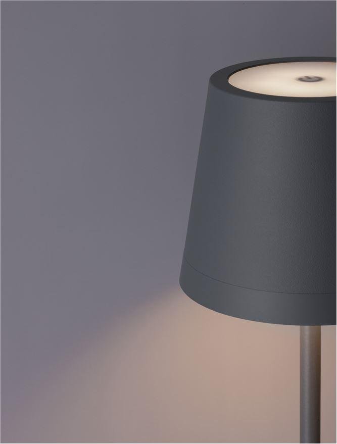 NV 9223404 Venkovní stolní lampa SEINA šedý hliník a akryl LED 2W 2700K 5V DC IP54 vypínač na těle nabíjecí s PG základnou nebo USB C kabelem - NOVA LUCE (obrázek 5)