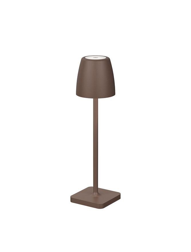 NV 9223412 Venkovní stolní lampa COLT rezavě hnědý litý hliník a akryl LED 2W 3000K IP54 62st. 5V DC vypínač na těle USB kabel stmívatelné - NOVA LUCE