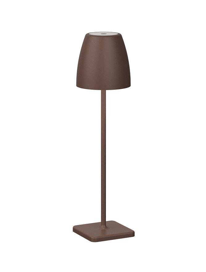 NV 9223999 Venkovní stolní lampa COLT rezavě hnědý litý hliník a akryl LED 2W 3000K IP54 62st. 5V DC vypínač na těle USB kabel stmívatelné - NOVA LUCE