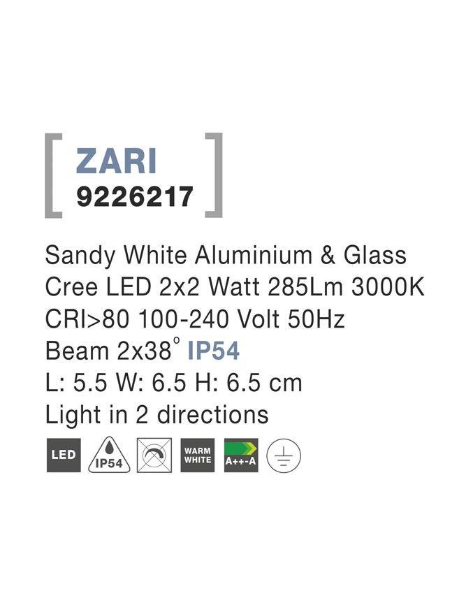NV 9226217 Venkovní nástěnné svítidlo ZARI bílý hliník a sklo Cree LED 2x2W 3000K 100-240V 2x38st. IP54 světlo ve dvou směrech - NOVA LUCE (obrázek 5)