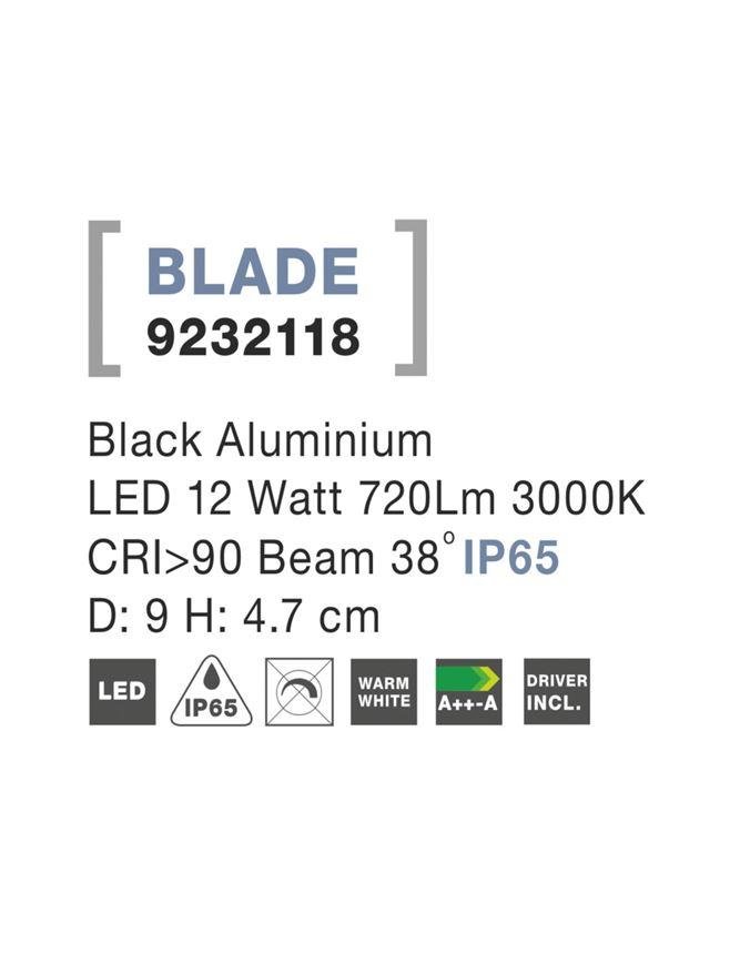 NV 9232118 Zapuštěné svítidlo BLADE černý hliník LED 12W 3000K 38st. IP65 výklopné - NOVA LUCE (obrázek 5)