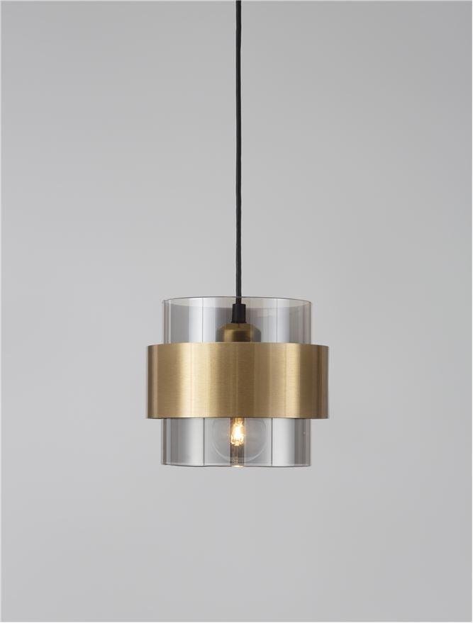 NV 9236362 Závěsné svítidlo SIANNA kouřové sklo mosazný zlatý kov E27 1x12W 230V IP20 bez žárovky - NOVA LUCE