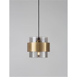 Obrázek pro produkt Závěsné svítidlo SIANNA kouřové sklo mosazný zlatý kov E27 1x12W 230V IP20 bez žárovky - NOVA LUCE