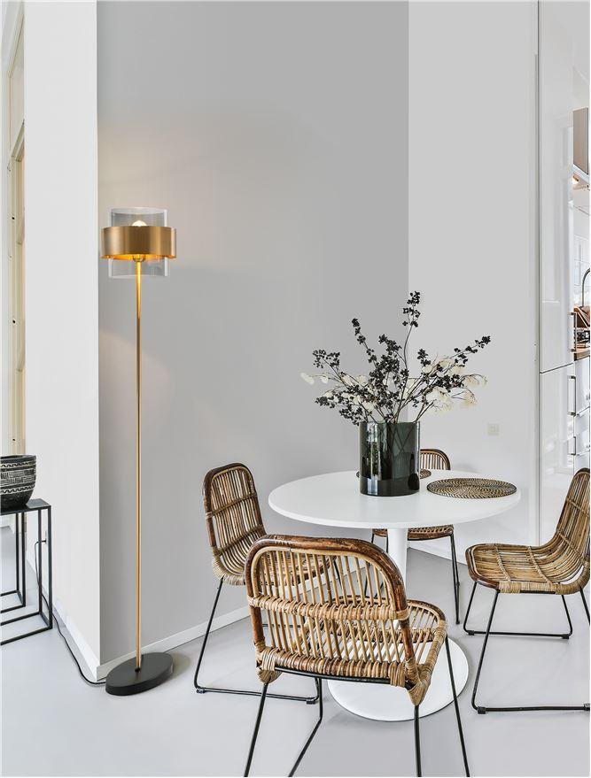 NV 9236410 Stojací lampa SIANNA kouřové sklo mosazný zlatý kov E27 1x12W 230V IP20 bez žárovky - NOVA LUCE