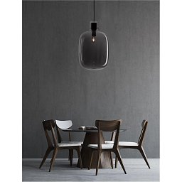 Obrázek pro produkt Závěsné svítidlo CINZIA kouřové sklo černý kabel černá kovová základna E27 1x12W 230V IP20 bez žárovky - NOVA LUCE