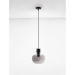 Obrázek pro produkt Závěsné svítidlo CINZIA kouřové sklo černý kabel černá kovová základna E27 1x12W 230V IP20 bez žárovky - NOVA LUCE