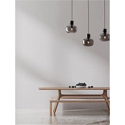 Obrázek pro produkt Závěsné svítidlo CINZIA kouřové sklo černý kabel černá kovová základna E27 3x12W 230V IP20 bez žárovky - NOVA LUCE