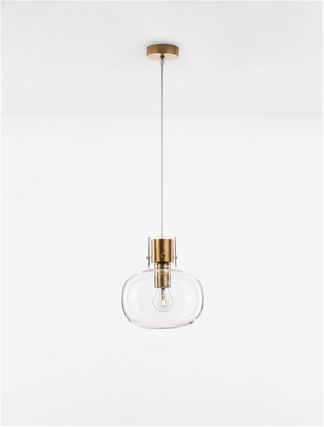 NV 9236600 Závěsné svítidlo CINZIA čiré sklo bílý kabel mosazný zlatý kov E27 1x12W 230V IP20 bez žárovky - NOVA LUCE
