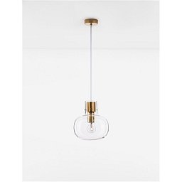 Obrázek pro produkt Závěsné svítidlo CINZIA čiré sklo bílý kabel mosazný zlatý kov E27 1x12W 230V IP20 bez žárovky - NOVA LUCE