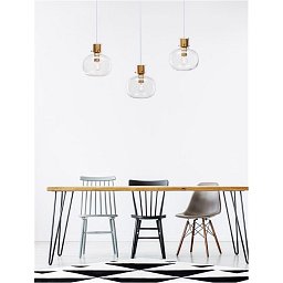 Obrázek pro produkt Závěsné svítidlo CINZIA čiré sklo bílý kabel mosazný zlatý kov E27 3x12W 230V IP20 bez žárovky - NOVA LUCE