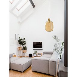 Obrázek pro produkt Závěsné svítidlo CINZIA šampaň sklo bílý kabel mosazný zlatý kov E27 1x12W 230V IP20 bez žárovky - NOVA LUCE