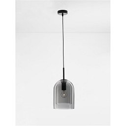 Obrázek pro produkt Závěsné svítidlo VELOR dvouvrstvé kouřové sklo černý kabel černá kovová základna E27 1x12W 230V IP20 bez žárovky - NOVA LUCE
