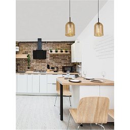 Obrázek pro produkt Závěsné svítidlo VELOR dvouvrstvé šampaň sklo černý kabel černá kovová základna E27 1x12W 230V IP20 bez žárovky - NOVA LUCE