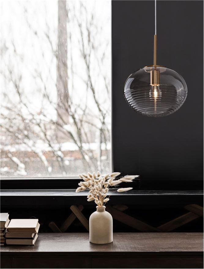 NV 9236750 Závěsné svítidlo MAEVE čiré sklo bílý kabel mosazný zlatý kov E27 1x12W 230V IP20 bez žárovky - NOVA LUCE