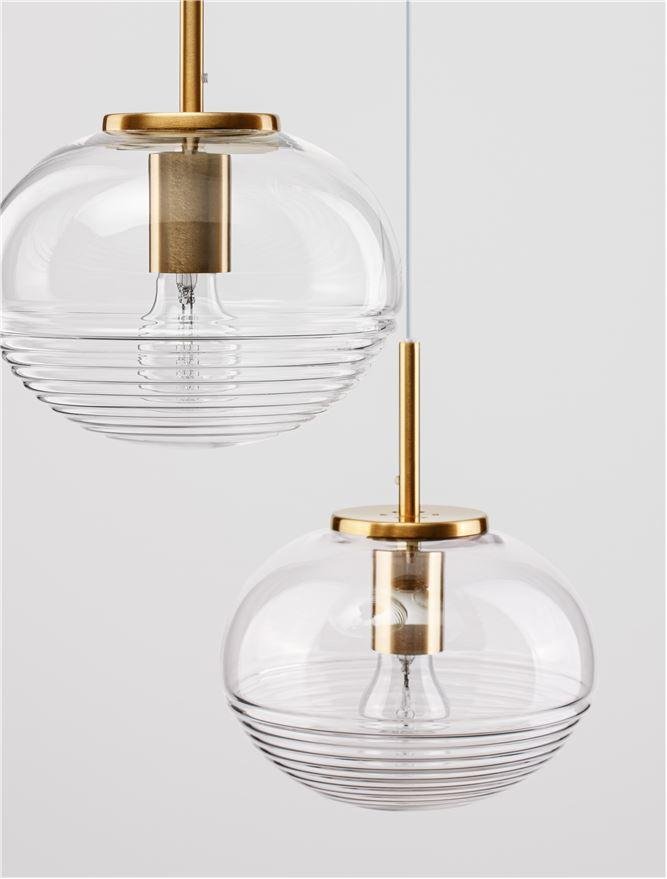 NV 9236755 Závěsné svítidlo MAEVE čiré sklo bílý kabel mosazný zlatý kov E27 3x12W 230V IP20 bez žárovky - NOVA LUCE (obrázek 5)