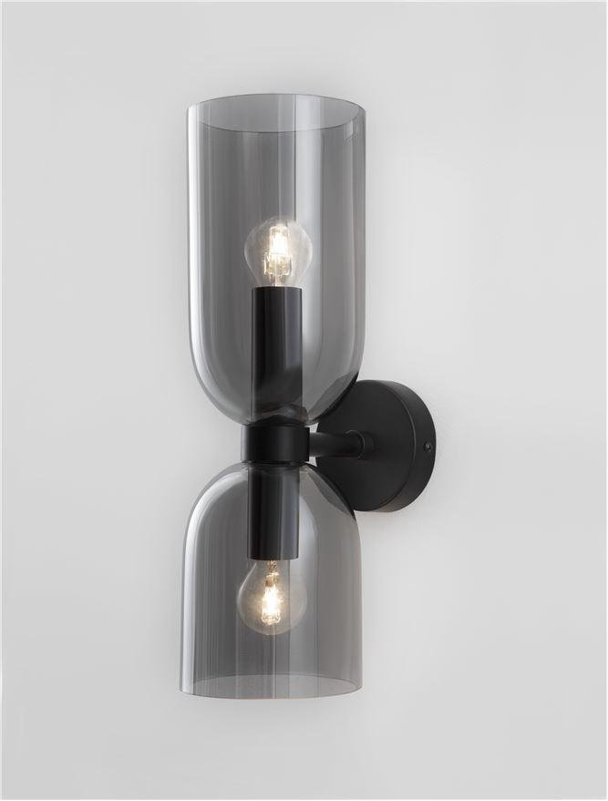 Levně NV 9241110 Nástěnné svítidlo PALMER kouřové sklo černá kovová základna E14 2x5W 230V IP20 bez žárovky - NOVA LUCE