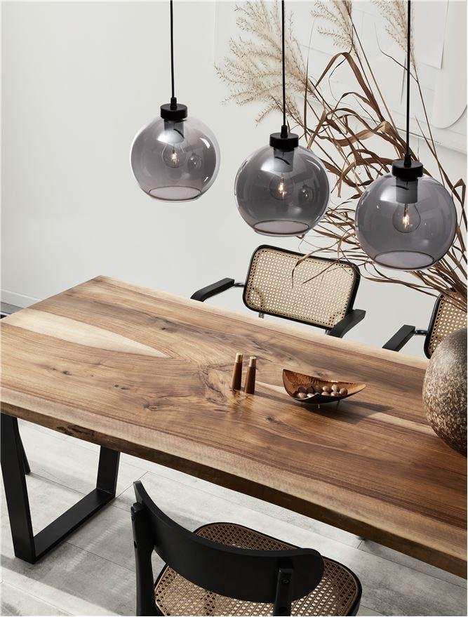 NV 9241150 Závěsné svítidlo PALMER kouřové sklo černý kabel černá kovová základna E27 3x12W 230V IP20 bez žárovky - NOVA LUCE