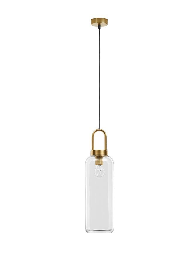 NV 9241160 Závěsné svítidlo IRVINE čiré sklo černý kabel mosazný zlatý kov E27 1x12W 230V IP20 bez žárovky - NOVA LUCE (obrázek 2)