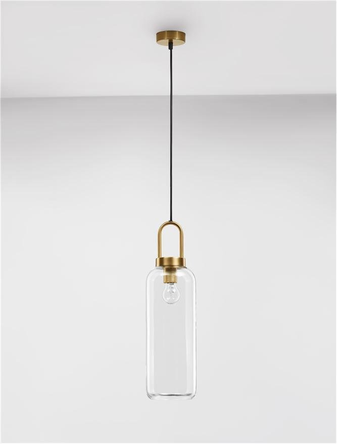 NV 9241160 Závěsné svítidlo IRVINE čiré sklo černý kabel mosazný zlatý kov E27 1x12W 230V IP20 bez žárovky - NOVA LUCE (obrázek 3)