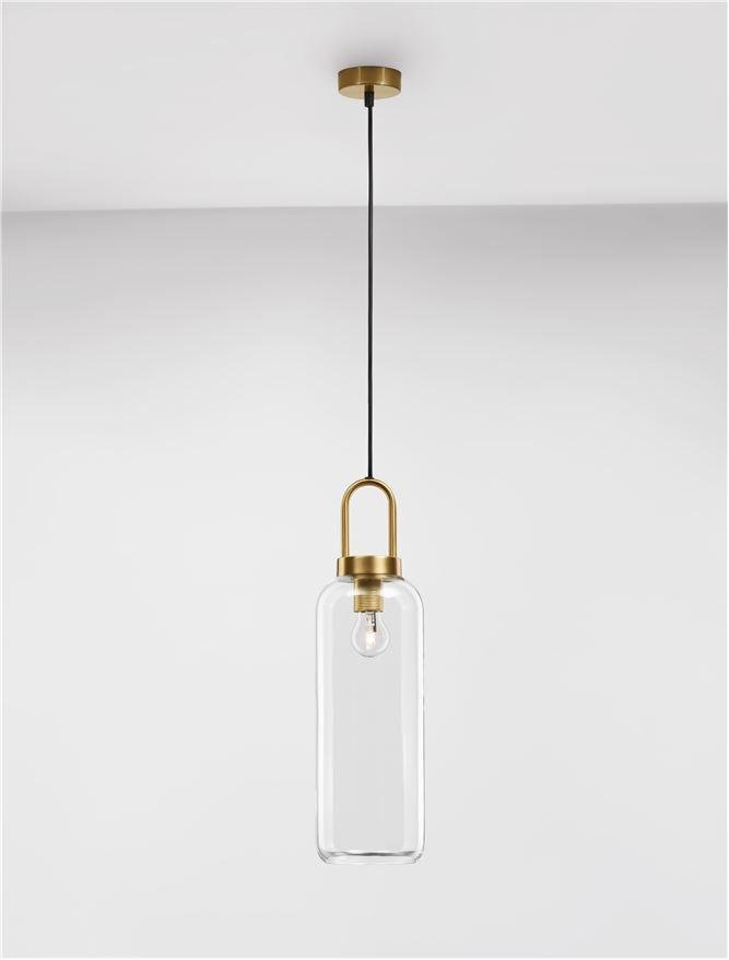 NV 9241160 Závěsné svítidlo IRVINE čiré sklo černý kabel mosazný zlatý kov E27 1x12W 230V IP20 bez žárovky - NOVA LUCE (obrázek 4)